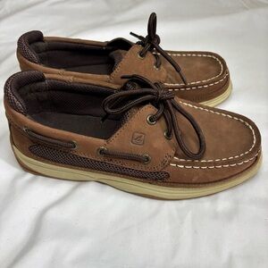 Sperry Boys Lanyard Brown Boat Shoes Size 3.5